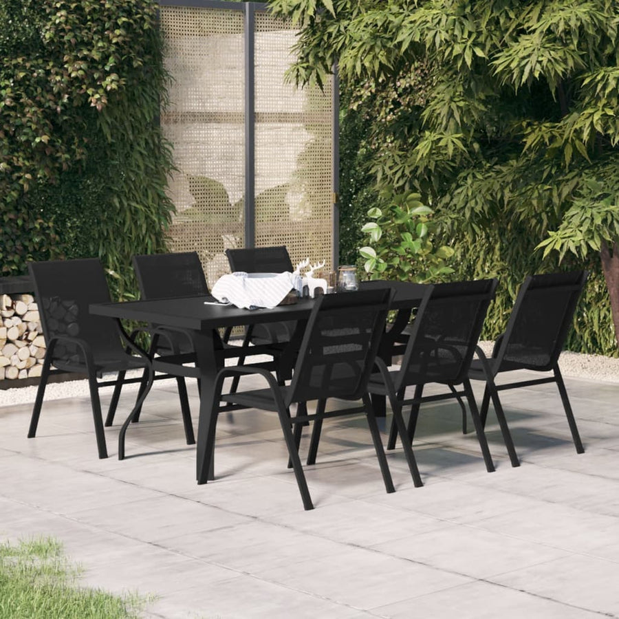 7-Delige Tuinset 6 180 cm tafellengte Zwart