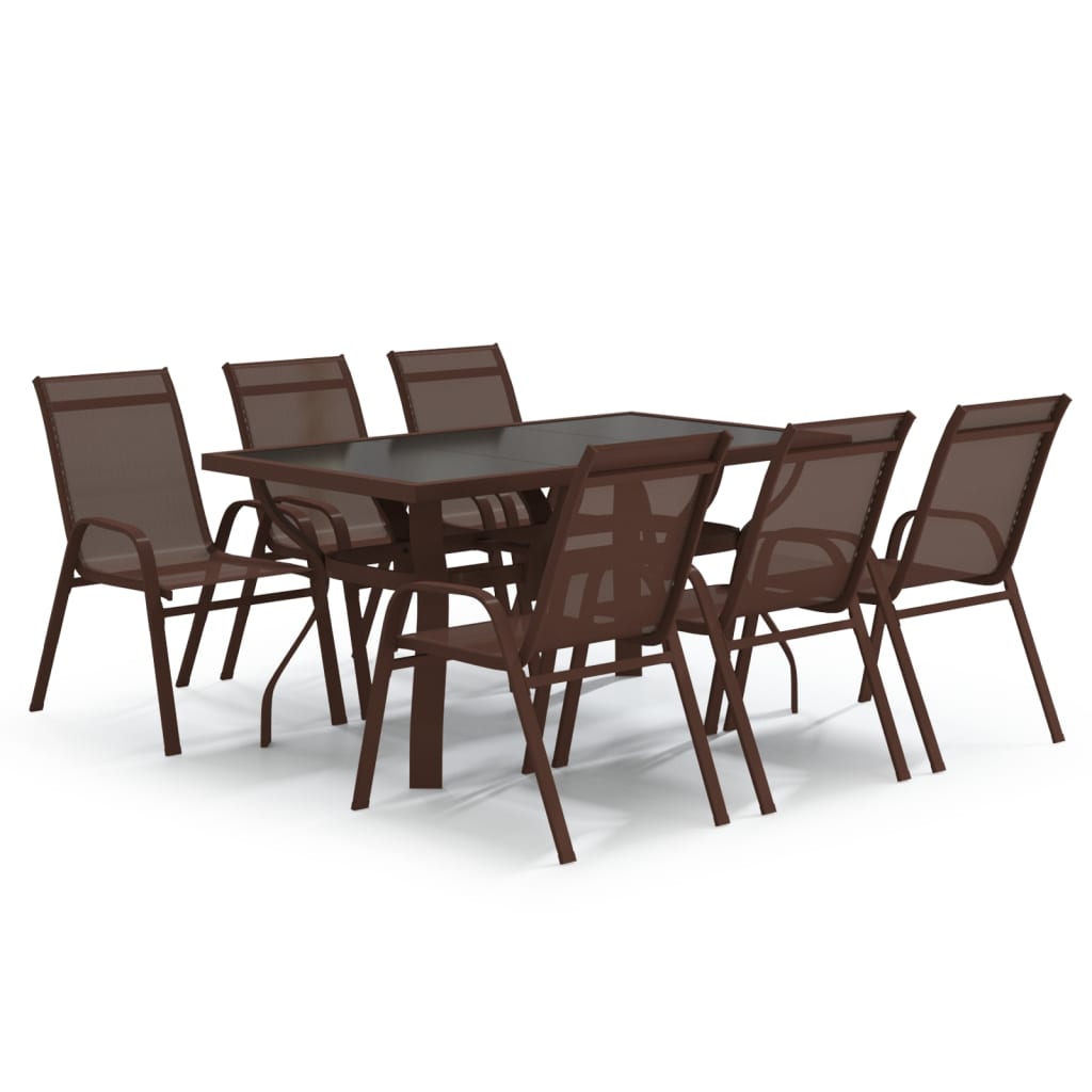 Tuinset 7 140 cm tafellengte Bruin en zwart