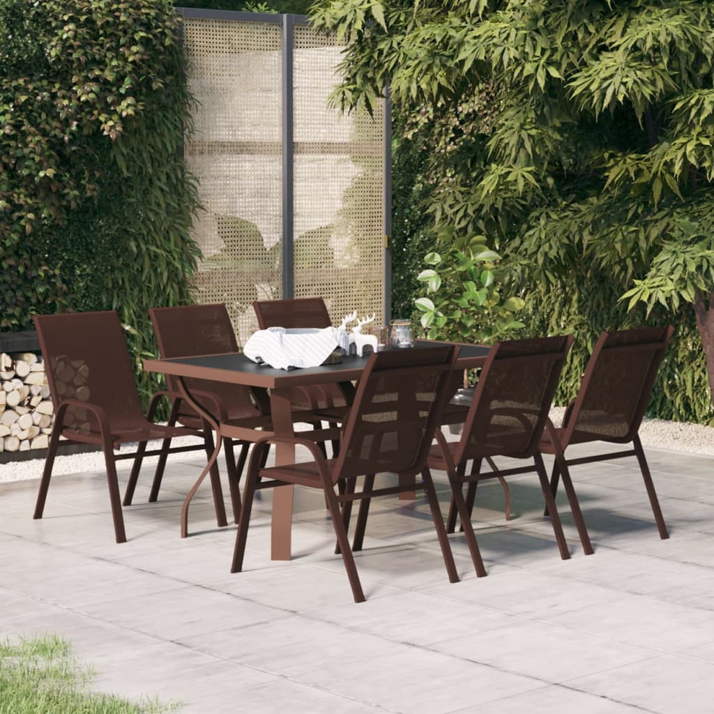 Tuinset 7 140 cm tafellengte Bruin en zwart