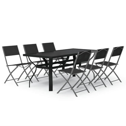 -Delige Tuinset Grijs En Zwart 7 180 cm tafellengte