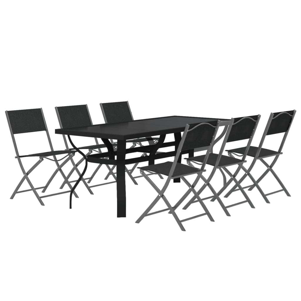 -Delige Tuinset Grijs En Zwart 7 180 cm tafellengte