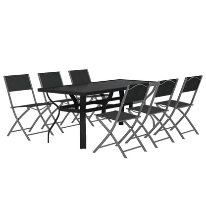 -Delige Tuinset Grijs En Zwart 7 180 cm tafellengte