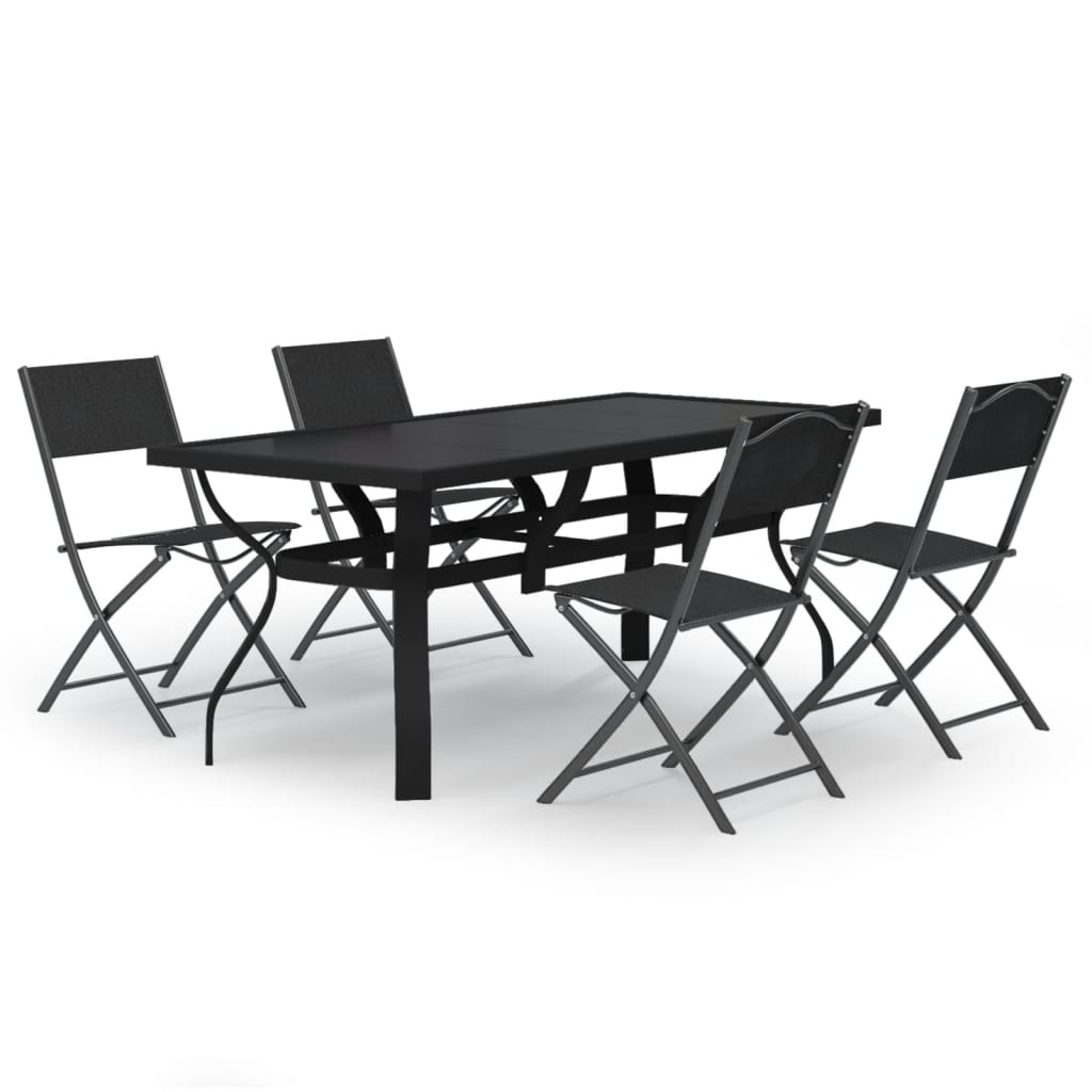 -Delige Tuinset Grijs En Zwart 5 180 cm tafellengte