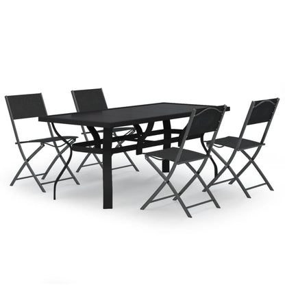 -Delige Tuinset Grijs En Zwart 5 180 cm tafellengte