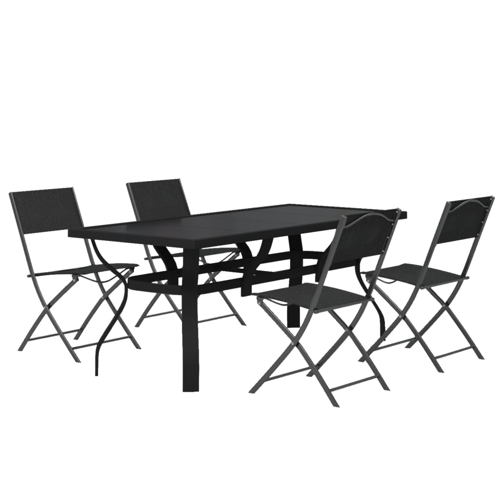 -Delige Tuinset Grijs En Zwart 5 180 cm tafellengte