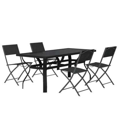-Delige Tuinset Grijs En Zwart 5 180 cm tafellengte