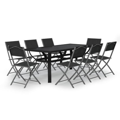 -Delige Tuinset Grijs En Zwart 9 180 cm tafellengte