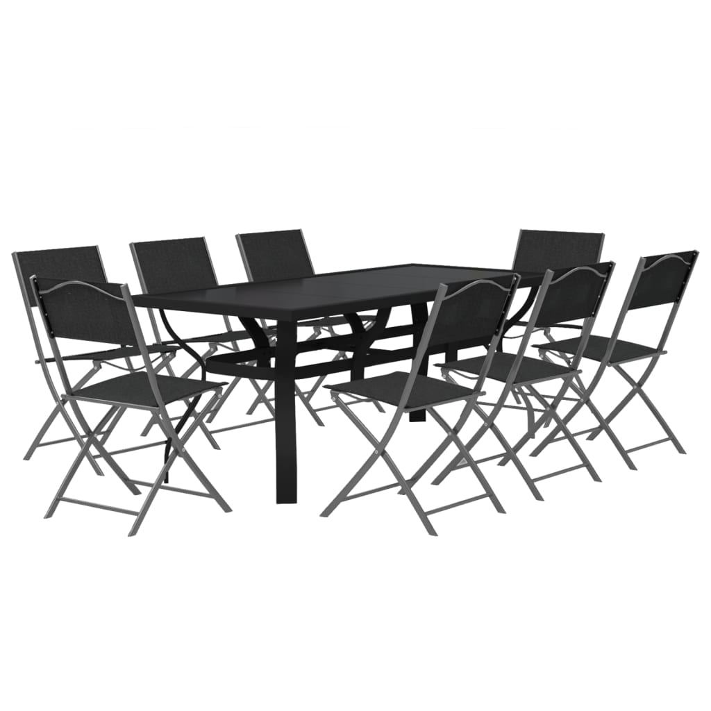 -Delige Tuinset Grijs En Zwart 9 180 cm tafellengte