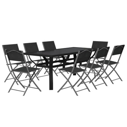 -Delige Tuinset Grijs En Zwart 9 180 cm tafellengte
