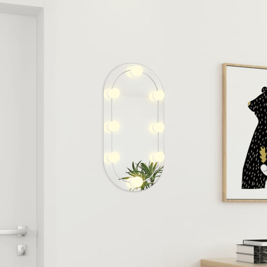 Spiegel met LED-verlichting ovaal 60x30 cm glas 1 60 x 30 cm ovaal