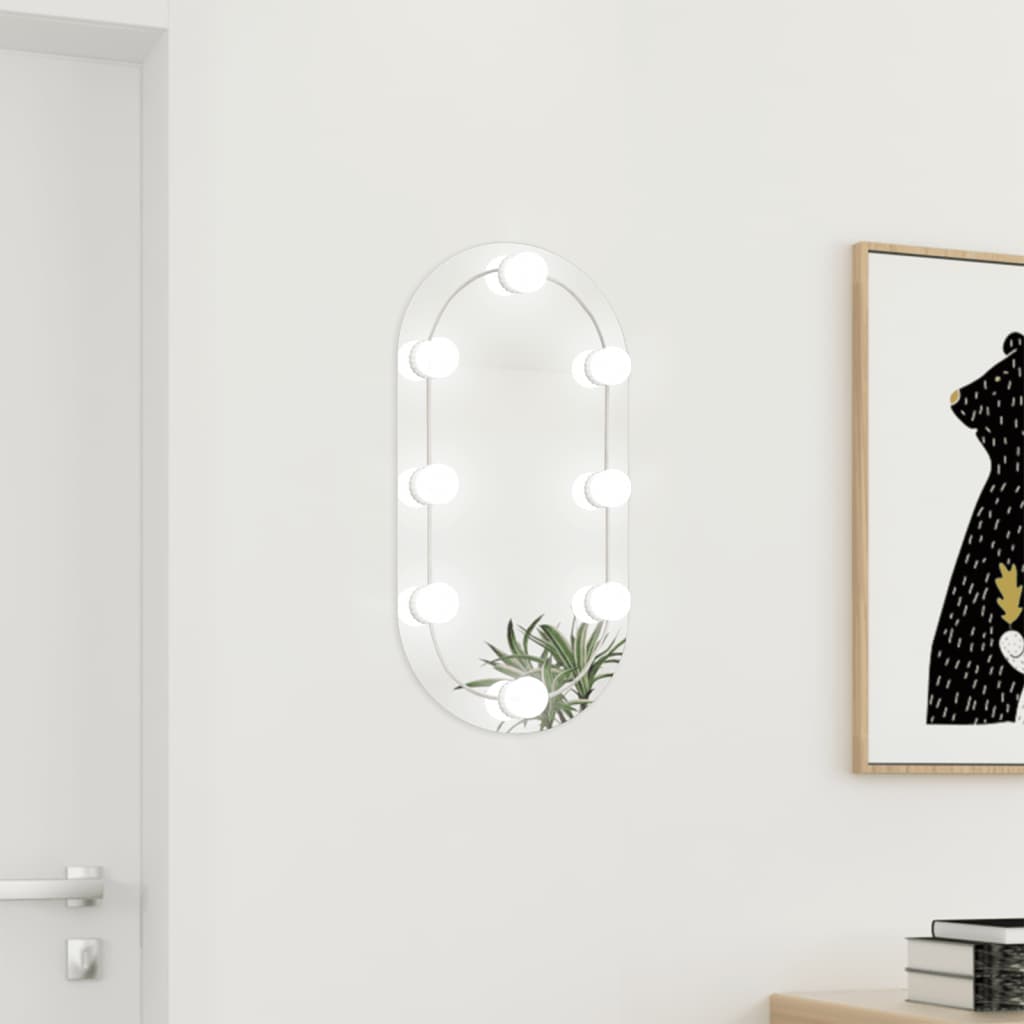 Spiegel met LED-verlichting ovaal 60x30 cm glas 1 60 x 30 cm ovaal