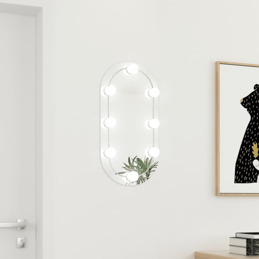 Spiegel met LED-verlichting ovaal 60x30 cm glas 1 60 x 30 cm ovaal