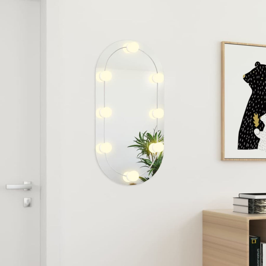 Spiegel met LED-verlichting ovaal 80x40 cm glas 1 80 x 40 cm ovaal
