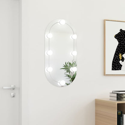 Spiegel met LED-verlichting ovaal 80x40 cm glas 1 80 x 40 cm ovaal