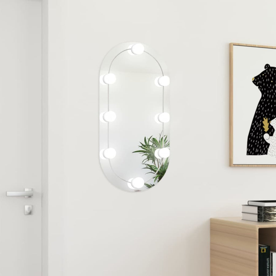 Spiegel met LED-verlichting ovaal 80x40 cm glas 1 80 x 40 cm ovaal