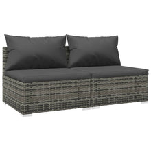 2-Delige Loungeset Met Kussens Poly Rattan 1 Grijs en antraciet Middenbank (2 st)