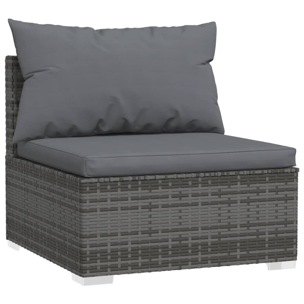 2-Delige Loungeset Met Kussens Poly Rattan 1 Grijs en antraciet Middenbank (2 st)