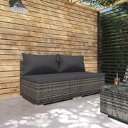 2-piece Lounge Set with cushions poly rattan grey