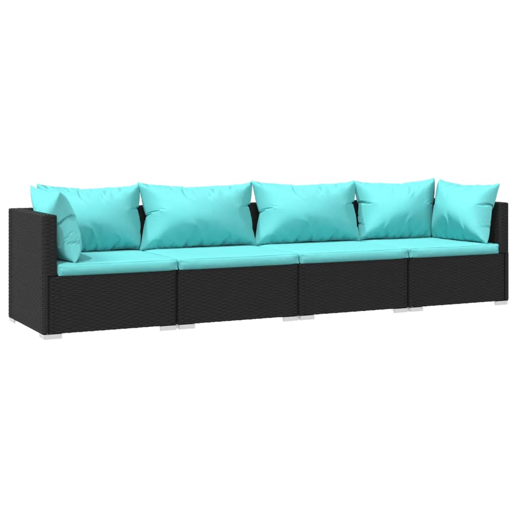 4-Delige Loungeset Met Kussens Poly Rattan 1
