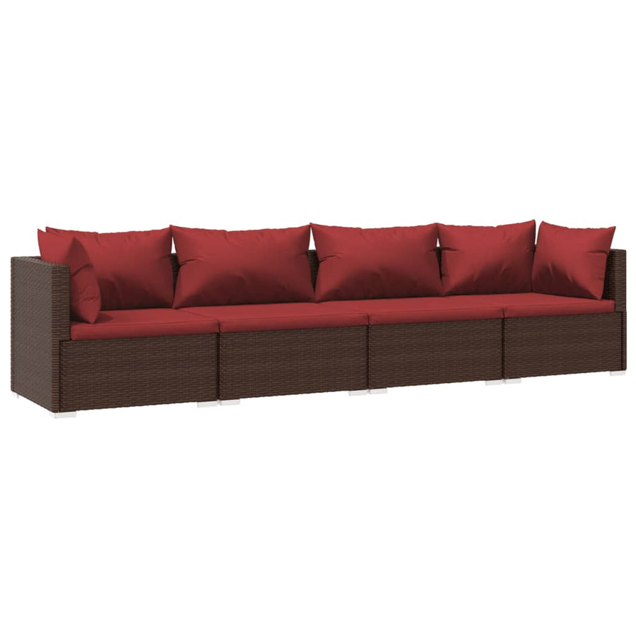 4-Delige Loungeset Met Kussens Poly Rattan 1