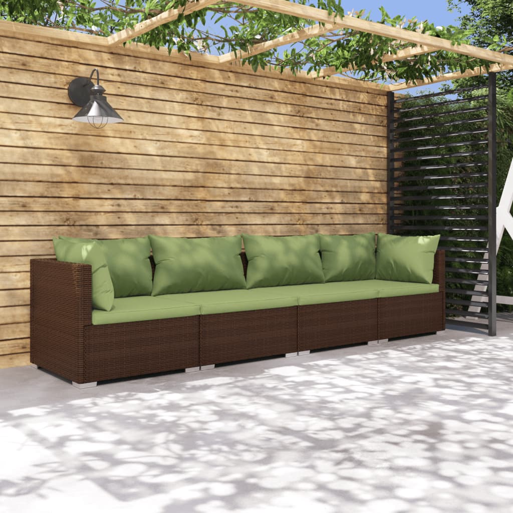 4-Delige Loungeset Met Kussens Poly Rattan 1