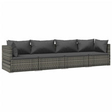 4-Delige Loungeset Met Kussens Poly Rattan 1 Grijs en antraciet
