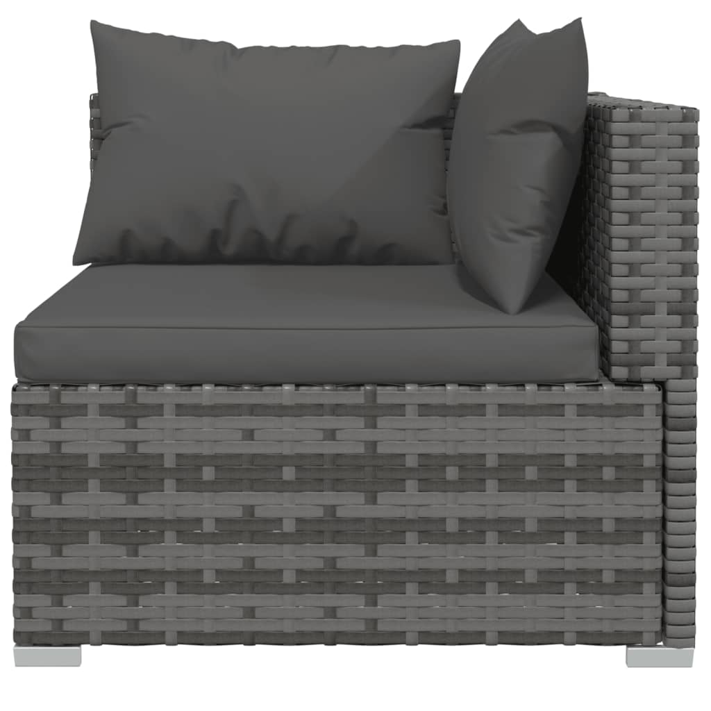 4-Delige Loungeset Met Kussens Poly Rattan 1 Grijs en antraciet