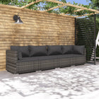 4-Delige Loungeset Met Kussens Poly Rattan 1 Grijs en antraciet 2x hoek + 2x midden