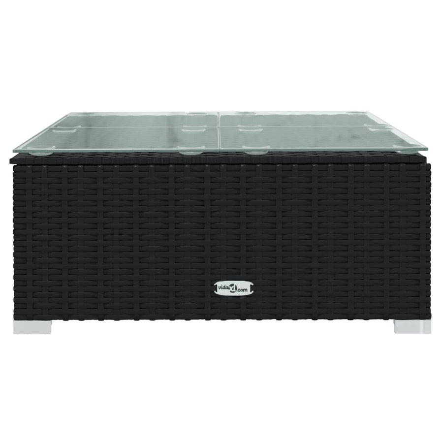 5-delige Loungeset met kussens poly rattan zwart