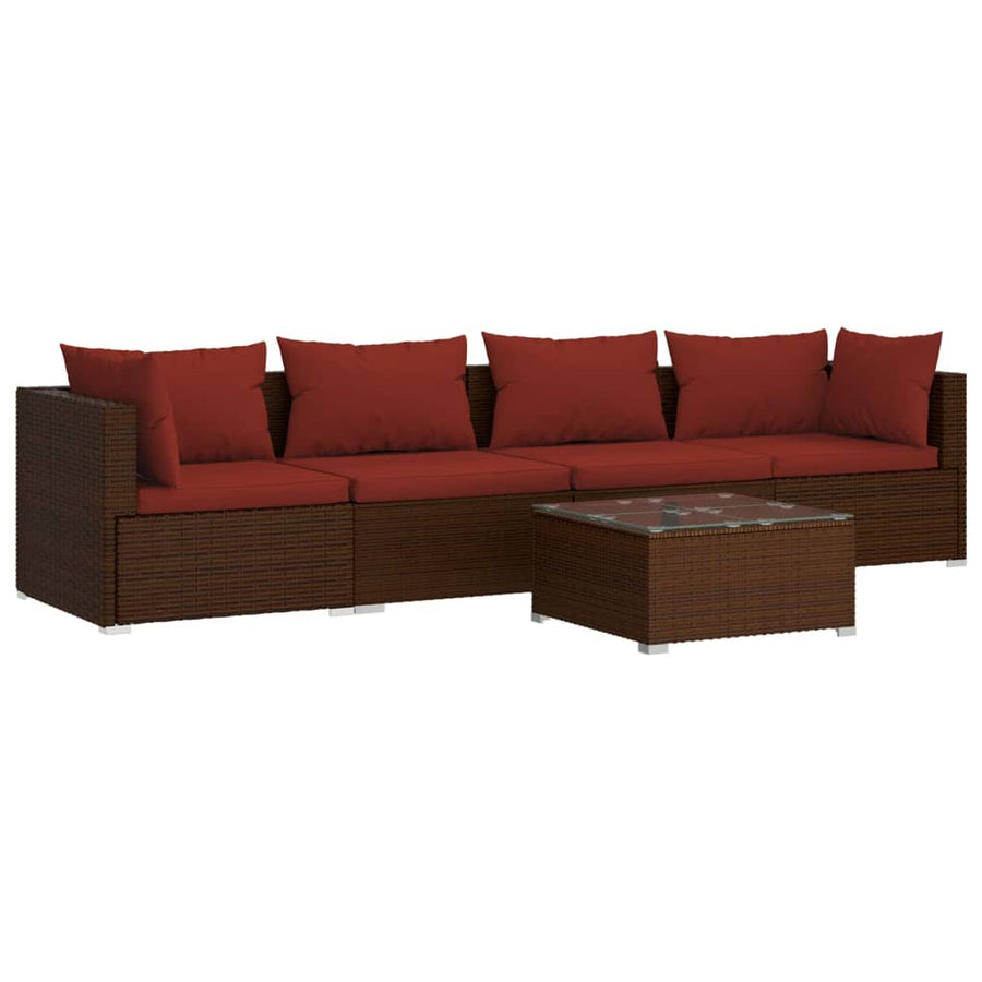 5-Delige Loungeset Met Kussens Poly Rattan 1