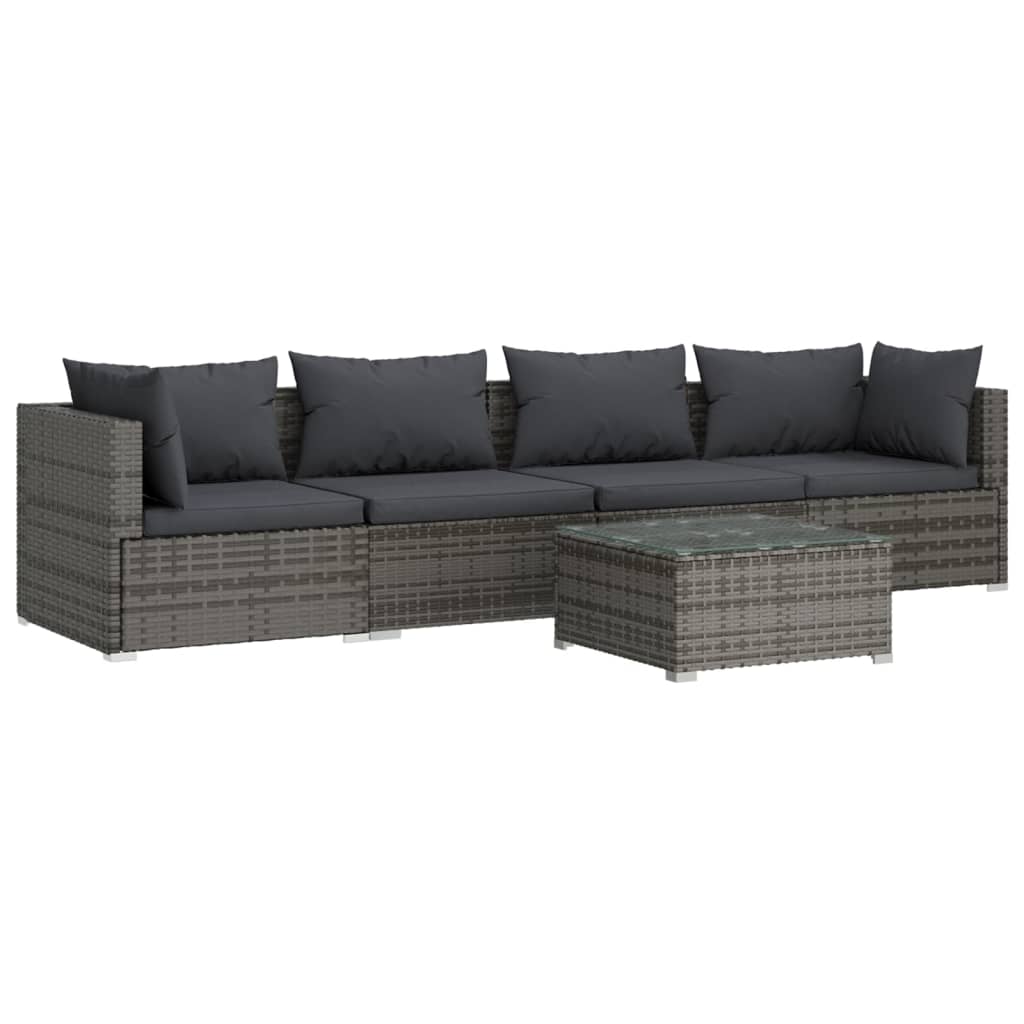 5-Delige Loungeset Met Kussens Poly Rattan 1