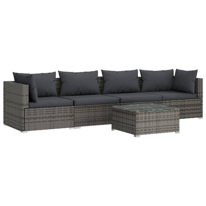 5-Delige Loungeset Met Kussens Poly Rattan 1