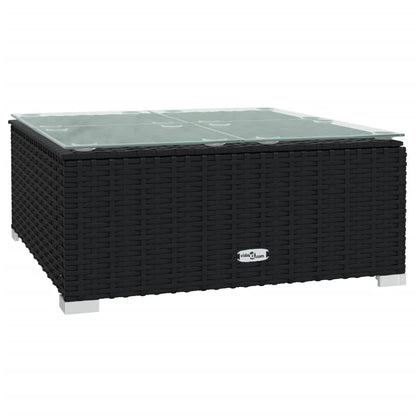 6-Delige Loungeset Met Kussens Poly Rattan Zwart en blauw 5x midden + Tafel