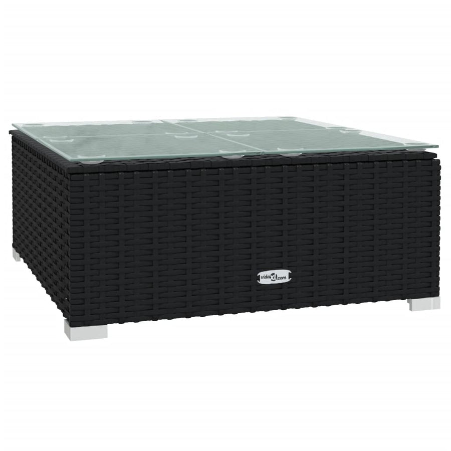 6-Delige Loungeset Met Kussens Poly Rattan Zwart en blauw 5x midden + Tafel