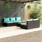 Loungeset 6-delig poly rattan zwart