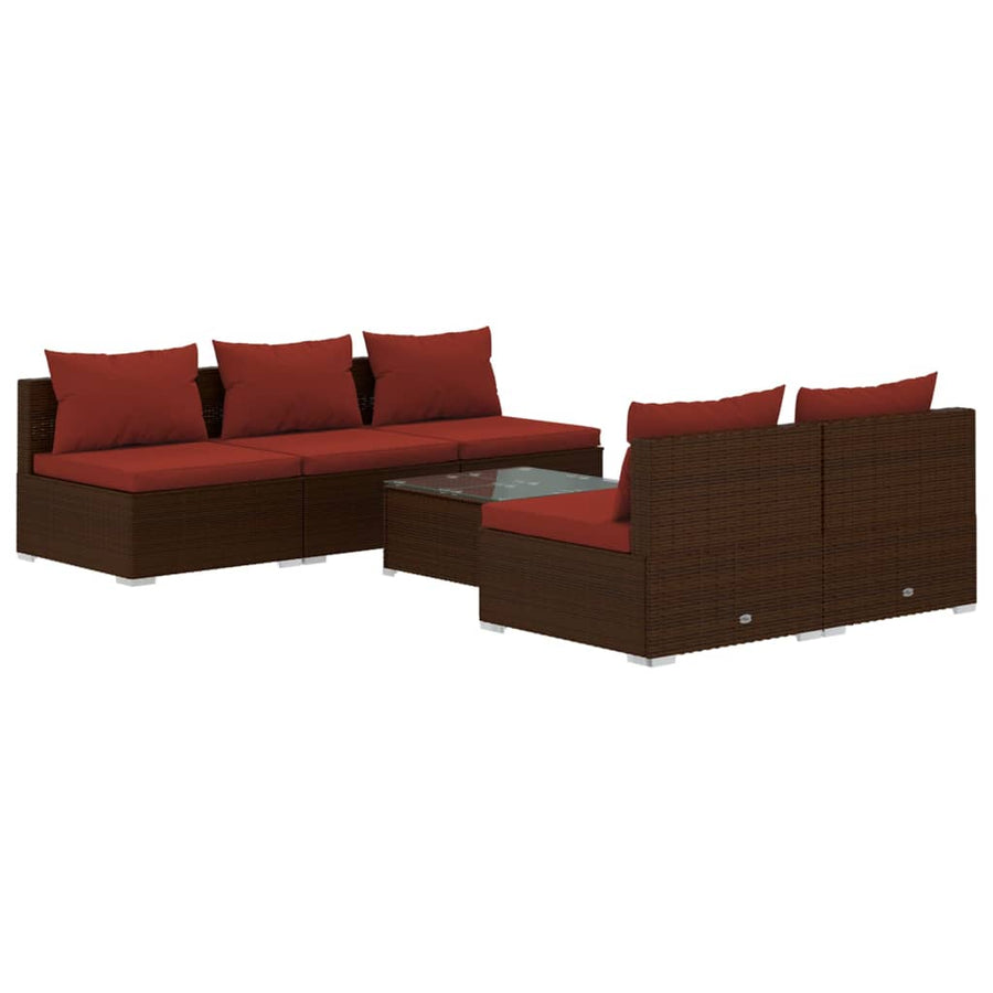 6-Delige Loungeset Met Kussens Poly Rattan 1
