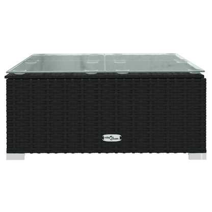 7-delige Loungeset met kussens poly rattan zwart