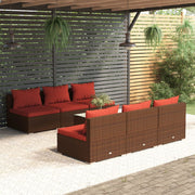 Loungeset 7-delig poly rattan met kussens
