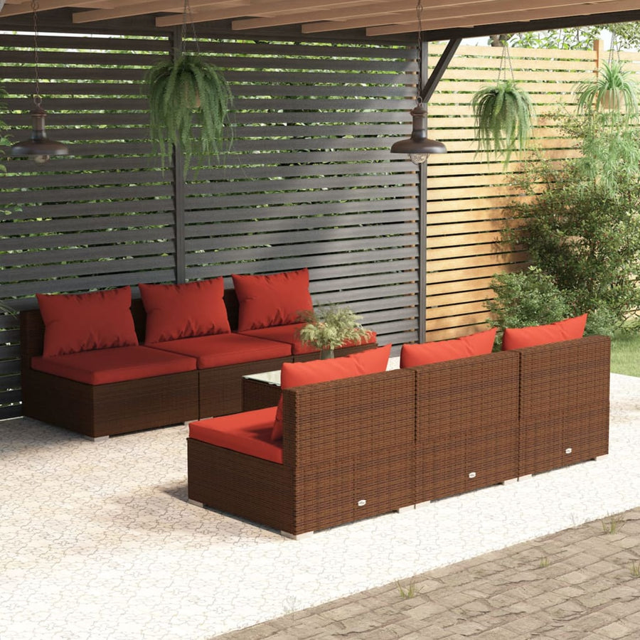 7-Delige Loungeset Met Kussens Poly Rattan 1