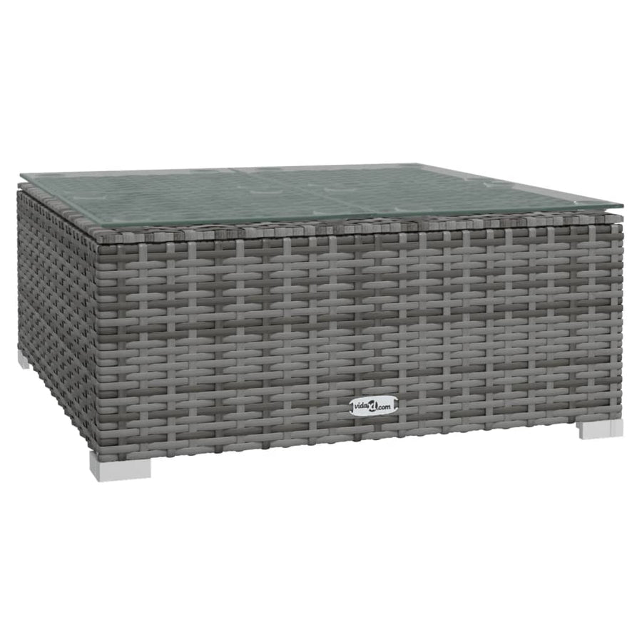 7-delige Loungeset met kussens poly rattan grijs