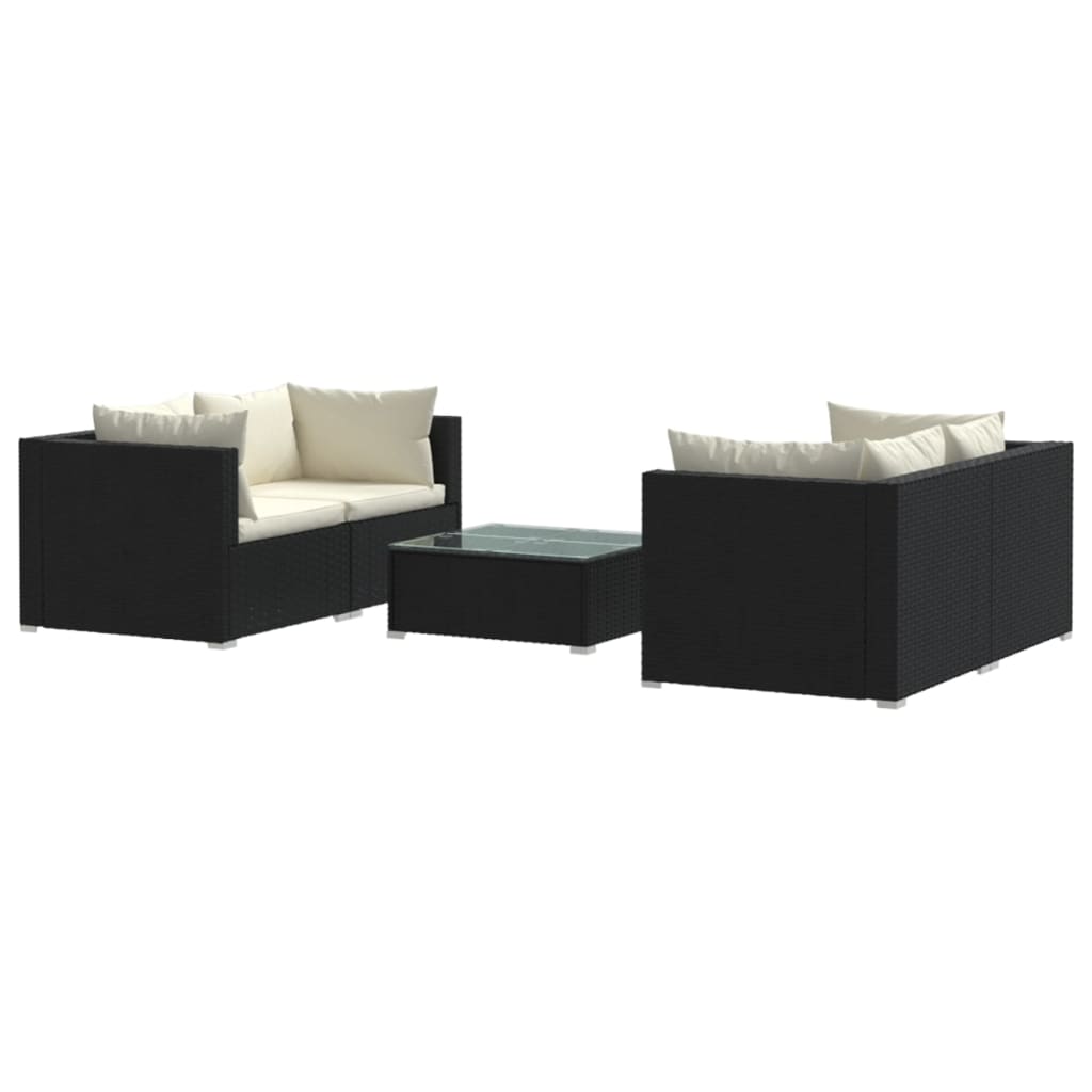 5-Delige Loungeset Met Kussens Poly Rattan 1