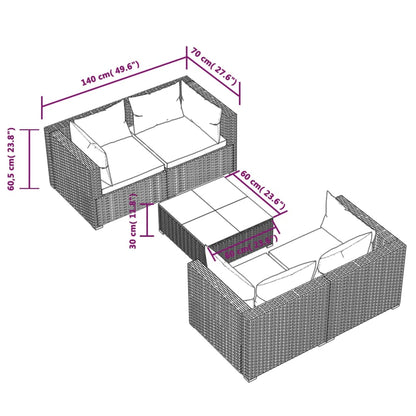 5-Delige Loungeset Met Kussens Poly Rattan 1