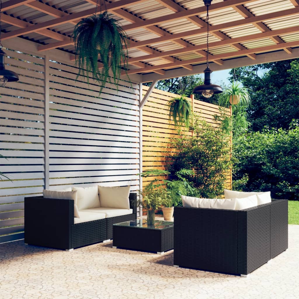 5-Delige Loungeset Met Kussens Poly Rattan 1