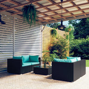 Loungeset 5-delig poly rattan zwart