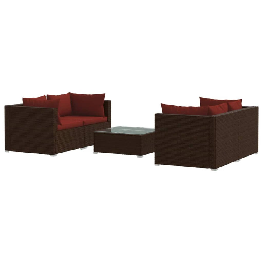5-Delige Loungeset Met Kussens Poly Rattan 1