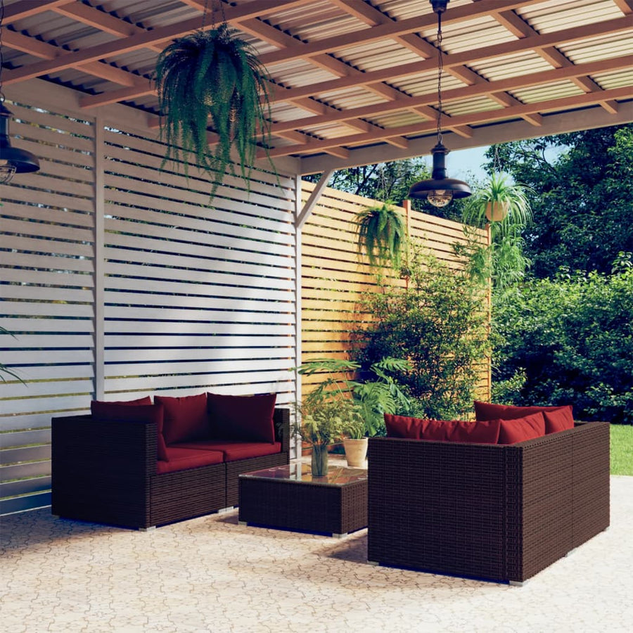 5-Delige Loungeset Met Kussens Poly Rattan 1
