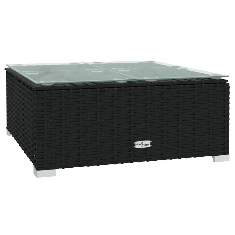 6-delige Loungeset met kussens poly rattan zwart