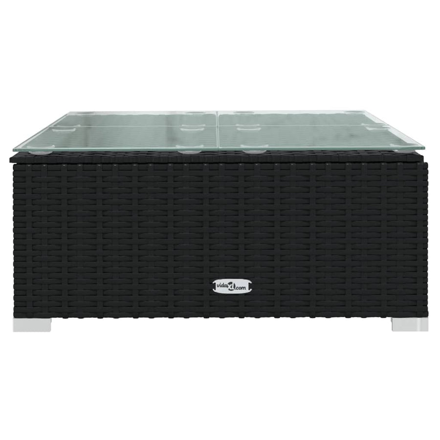 6-delige Loungeset met kussens poly rattan zwart