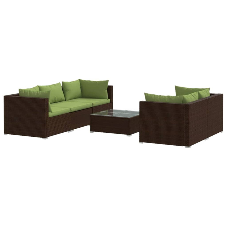 6-Delige Loungeset Met Kussens Poly Rattan 1