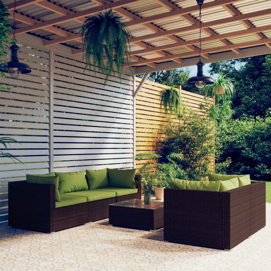 6-Delige Loungeset Met Kussens Poly Rattan 1